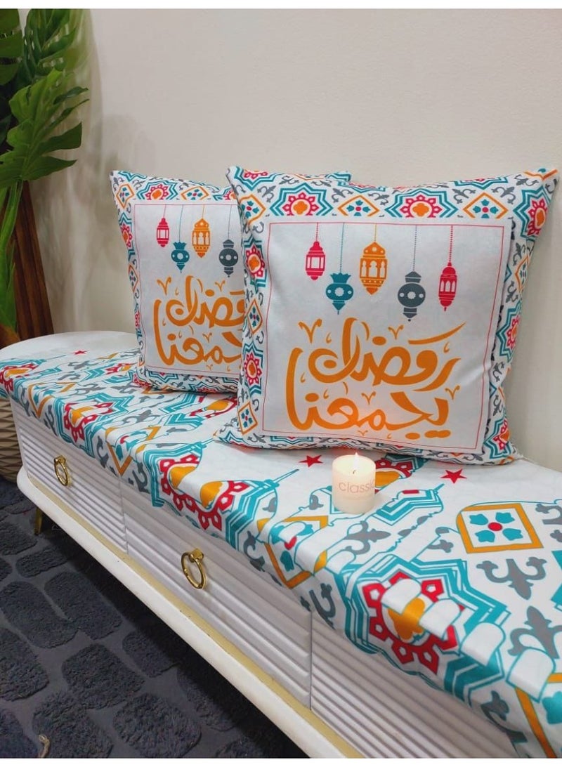 طقم رانر و2 كوشن رمضان رانر و2 كفر مخدة الرانر 140 سم والخدادية 40*40 سم